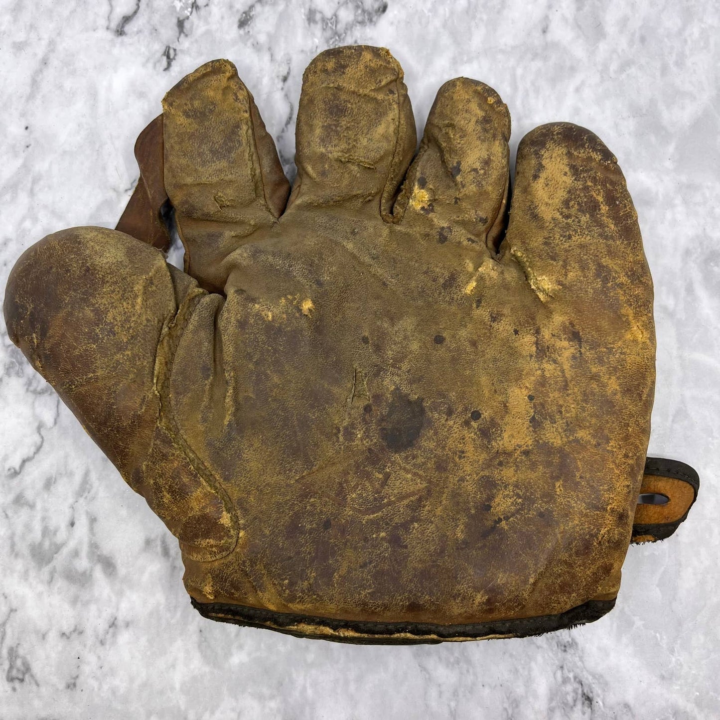 c1920 Single Web Strap Diamond W47 Leather Oil Treated Baseball Glove TJ8