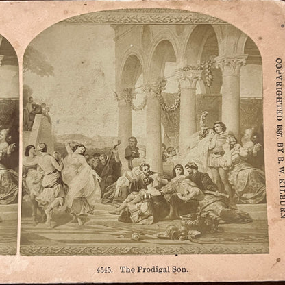 The Prodigal Son 1897 W. Kilburn Antique Stereoview Card TJ9-V1