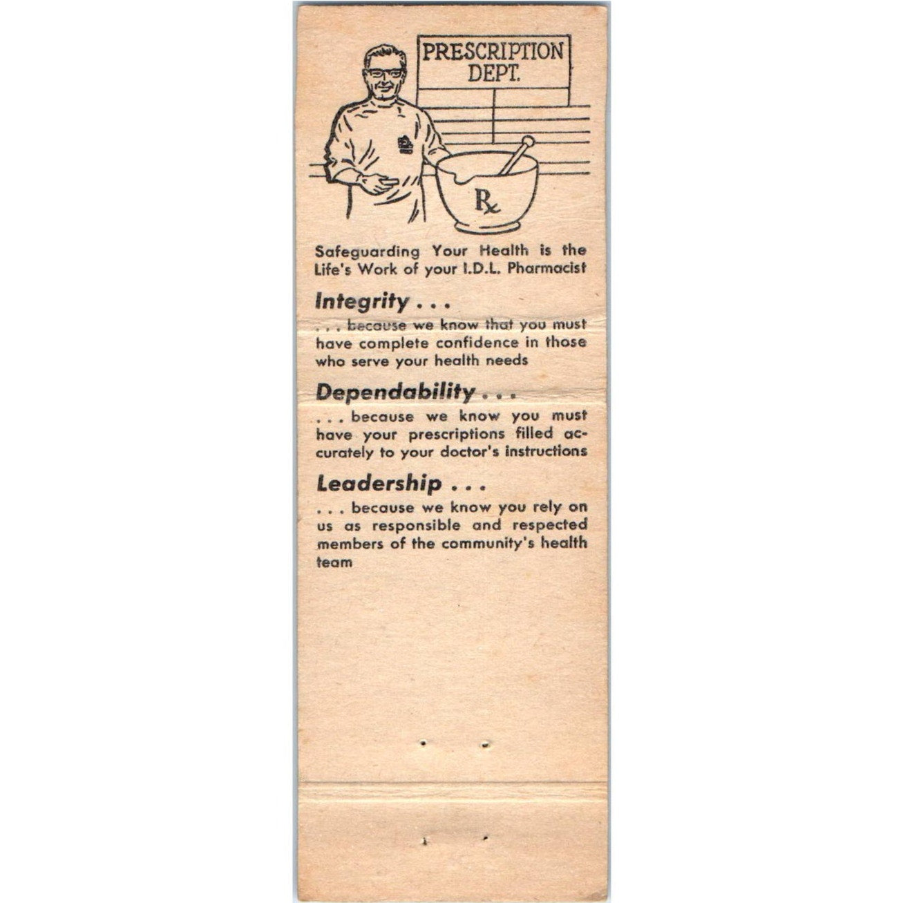 IDL Drug Stores Advertising Matchbook Cover MM9-9