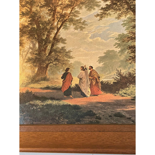 Vintage Framed “Way to Emmaus” Print Robert Zund - Jesus & Disciples