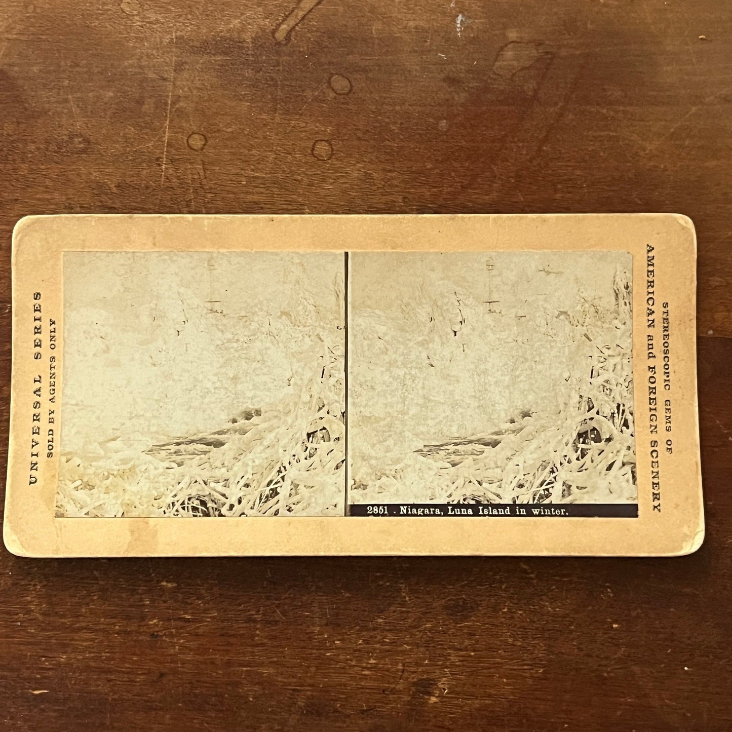 Niagara Luna Island in the Winter Antique Stereoview Card H2-2