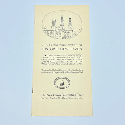 1970s A Walking Tour Guide to Historic New Haven Tourist Booklet & Map L4-6