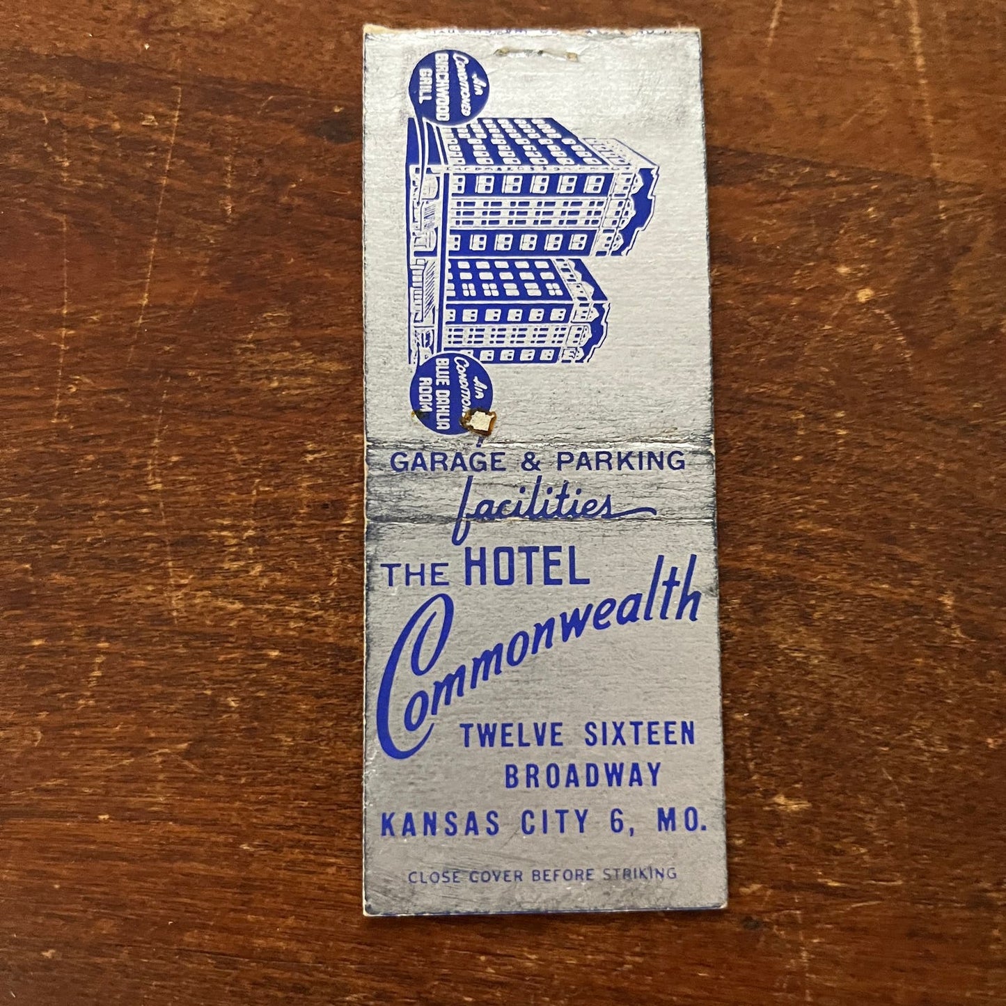 Hotel Commonwealth Kansas City MO Advertising Matchbook Cover SB3-M5