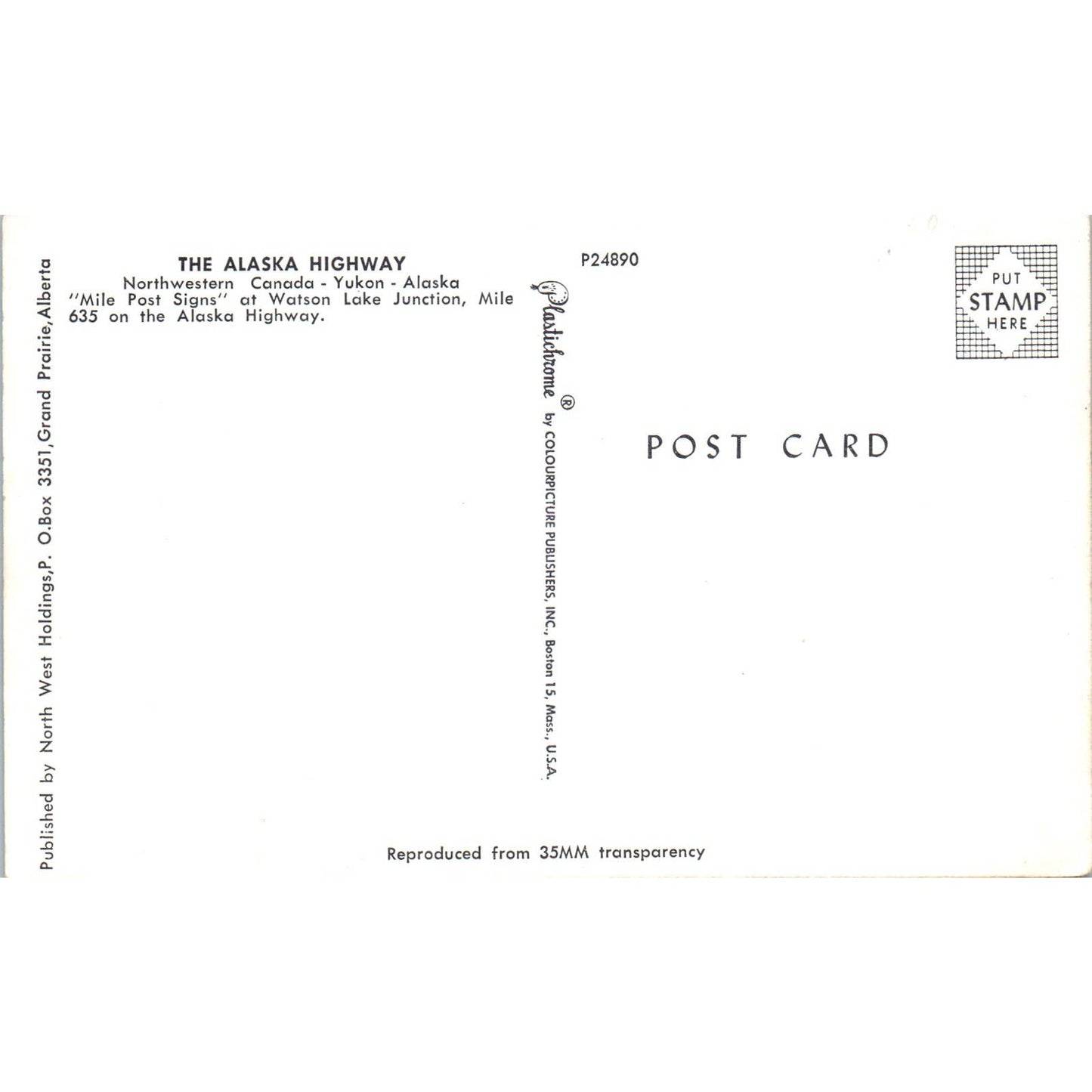 The Alaska Highway Northwestern Canada Yukon Alaska Original Postcard TK1-30