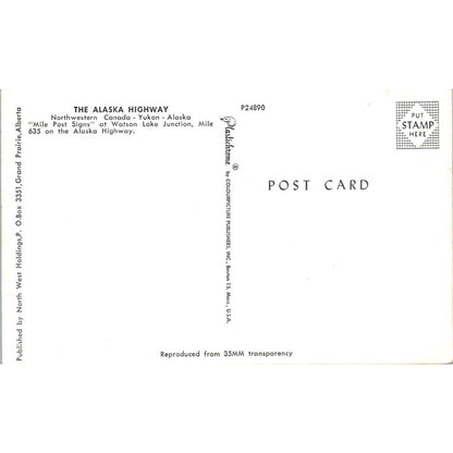 The Alaska Highway Northwestern Canada Yukon Alaska Original Postcard TK1-30