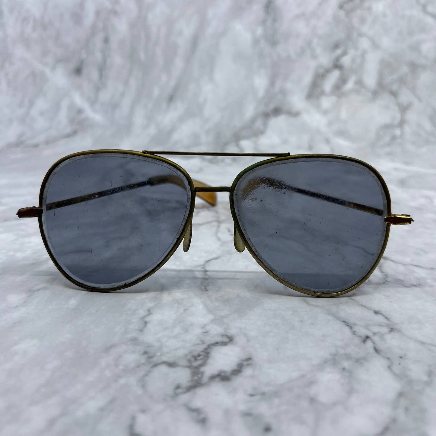 Vintage Solid Brass Aviator Sunglasses 5” TA9