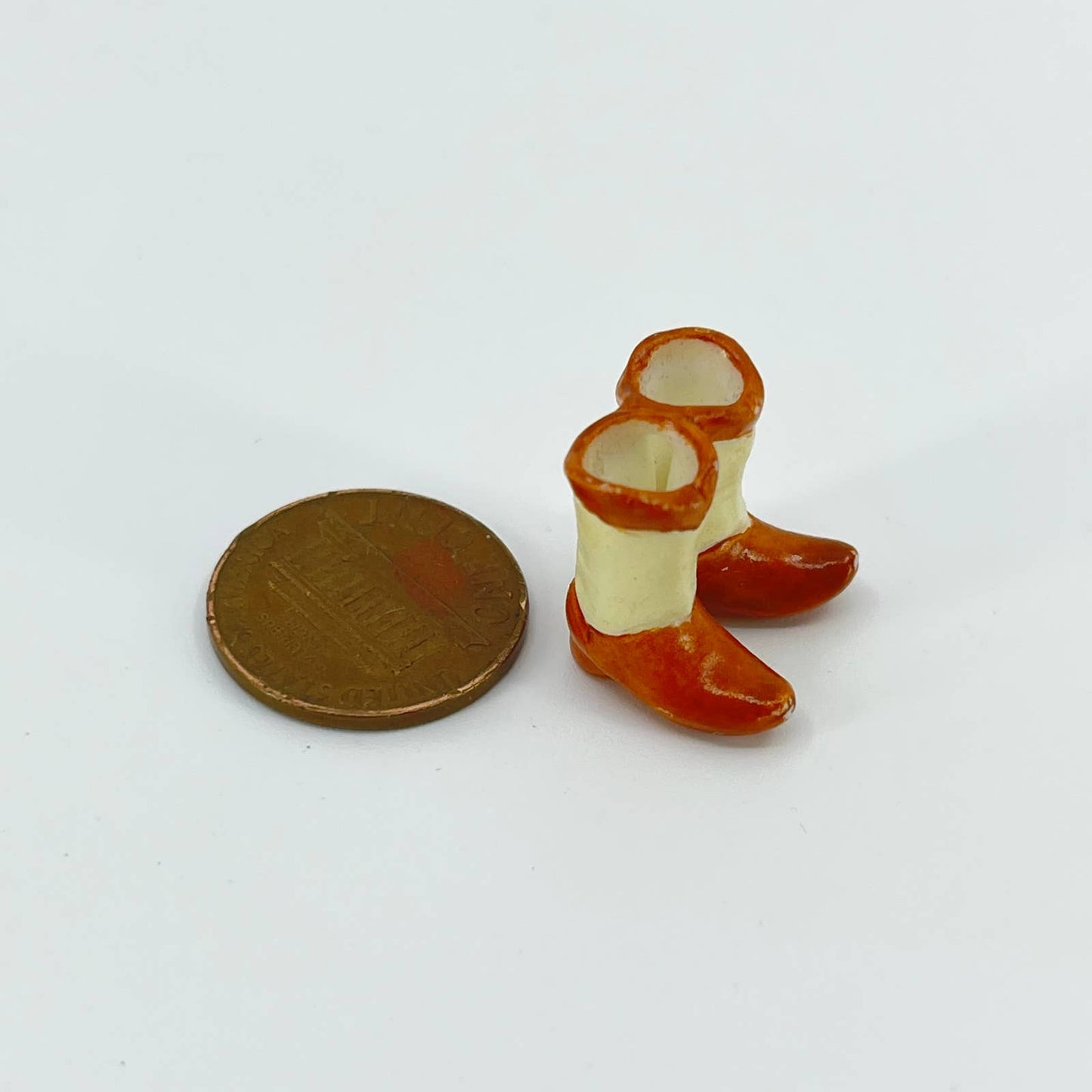 Vintage Miniature Ceramic Hand Painted Cowboy Boots Dollhouse Accessory SD2