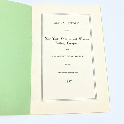1947 New York, Ontario and Western Railway Co Annual Report TG2