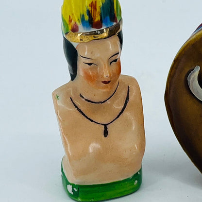 VTG 1960s Indian Native American Chief Man and Topless Woman Salt & Pepper TB5