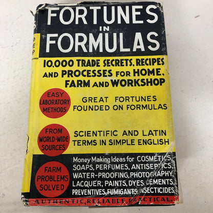 1944 BOOK FORTUNES IN FORMULAS HISCOX AND SLOANE FARM WORKSHOP W/ DUST JACKET