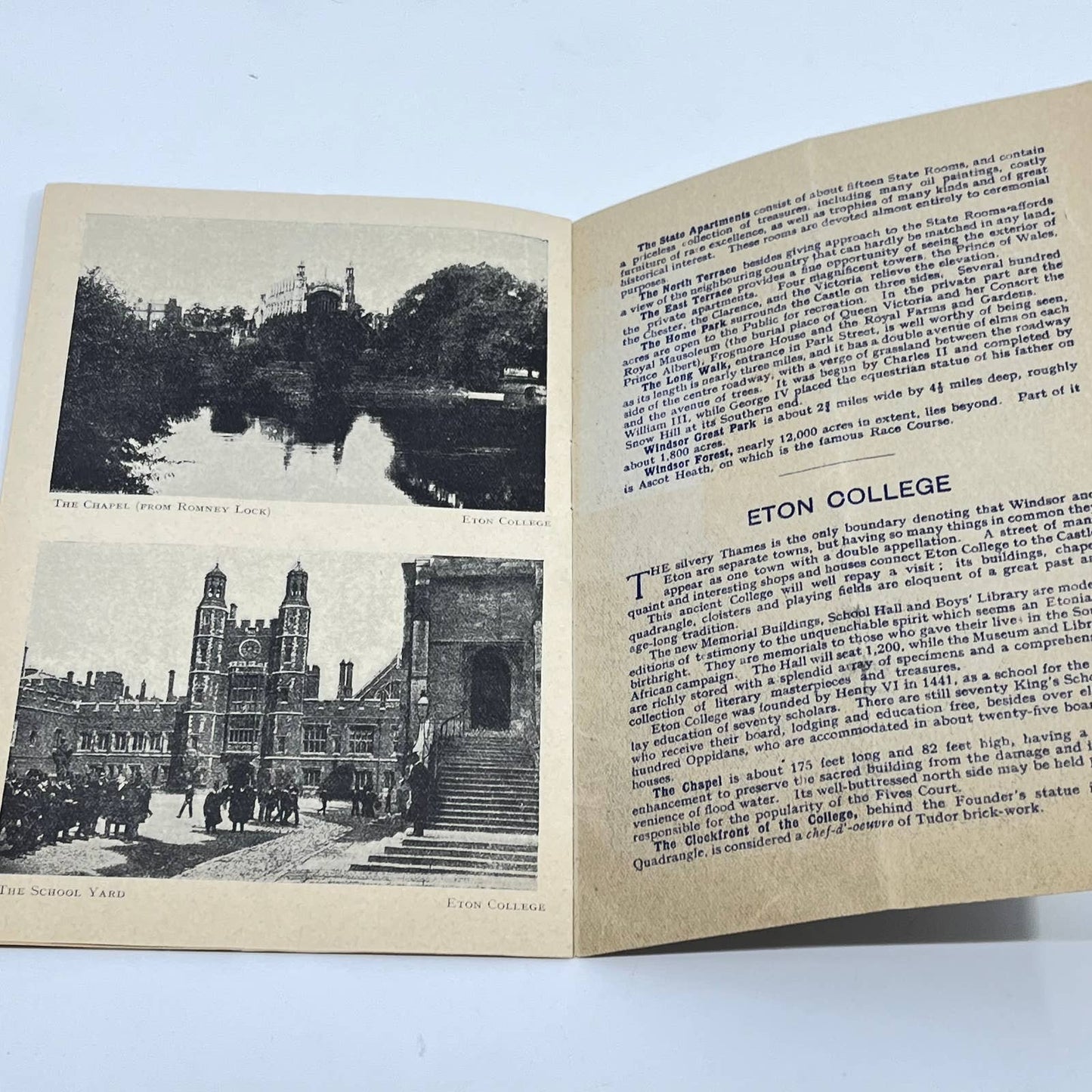 1945 WWII A Pictorial Souvenir of Windsor Castle &  Eton College Booklet AB3