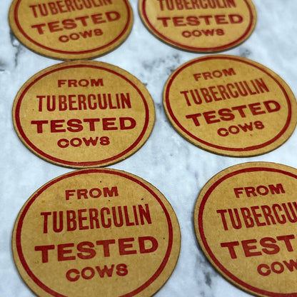 Antique Original Milk Bottle Cap Set of 8 From Tuberculin Tested Cows SA2