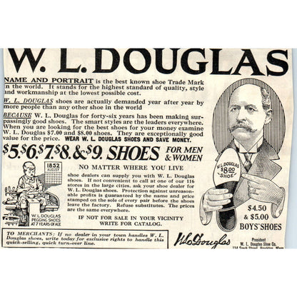c1920 Harper's Magazine Ad - W.L. Douglas Shoes Brockton Mass EA3