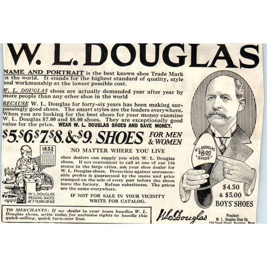 c1920 Harper's Magazine Ad - W.L. Douglas Shoes Brockton Mass EA3