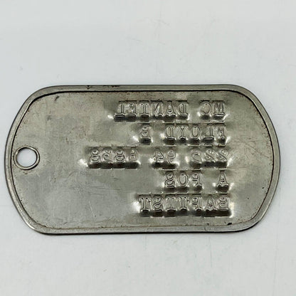 Original Early WWII Army Dog Tag 1943 Floyd B. McDaniel SB7