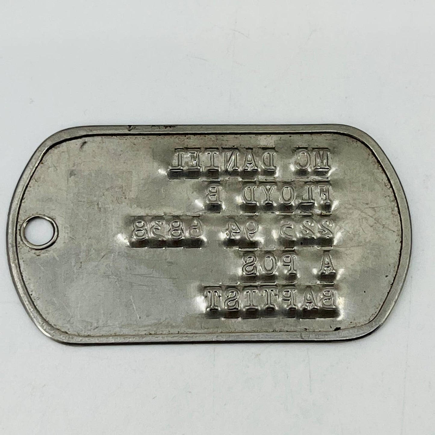 Original US Army Dog Tag Floyd B. McDaniel SB7