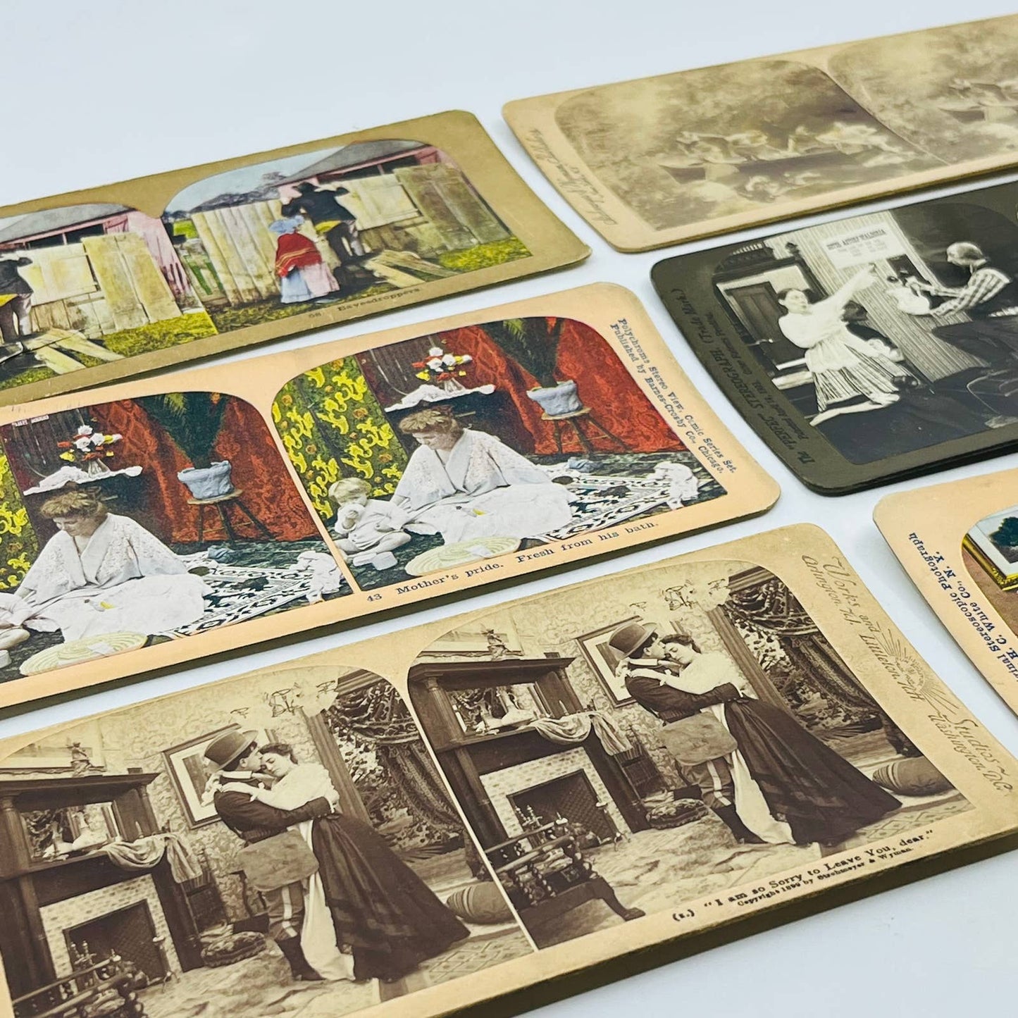 c1900 Lot of 6 Mixed Stereoview Cards Pictures VICTORIAN MEN AND WOMEN TA7-20