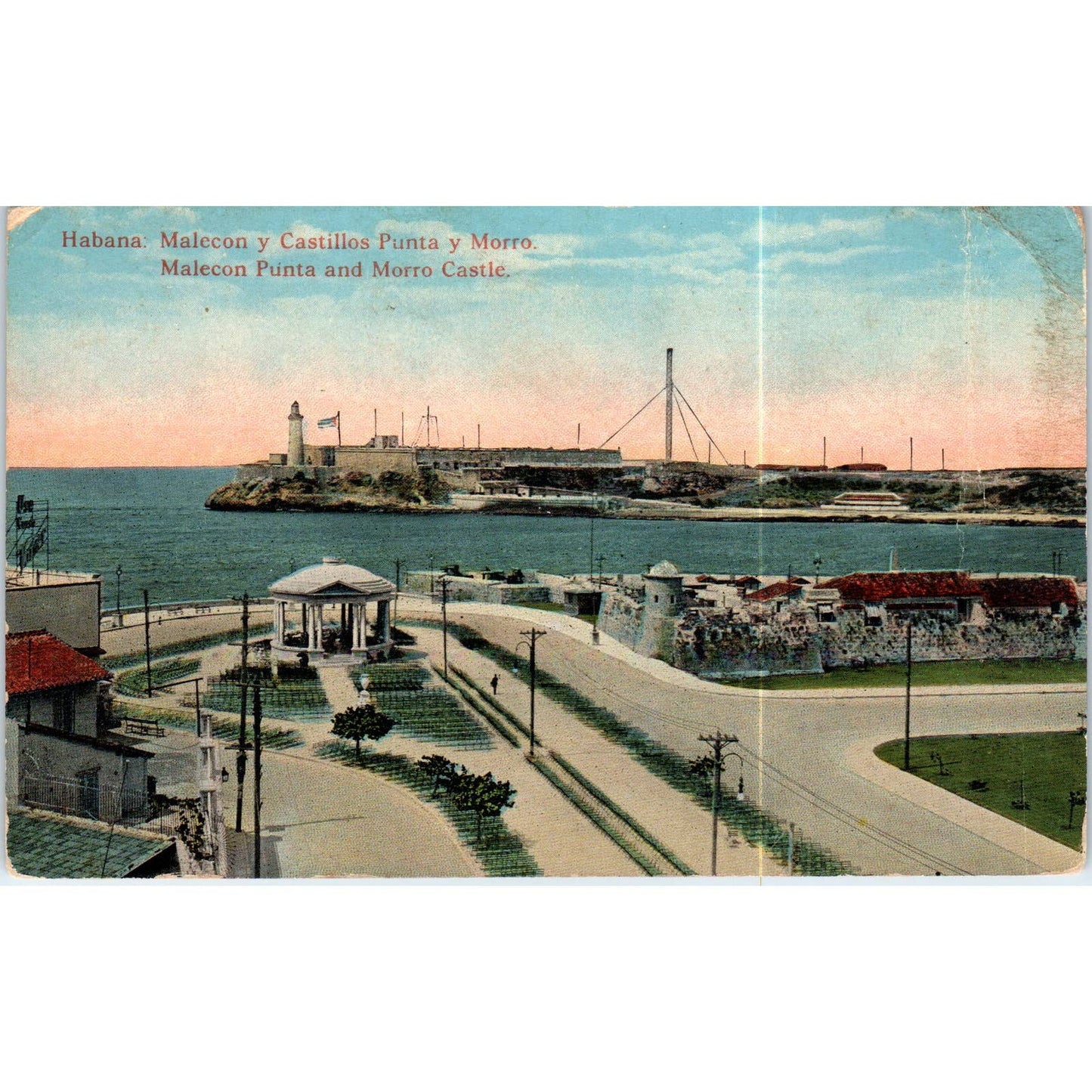 Malecon Punta and Morro Castle Havana Cuba Original Postcard TK1-P16