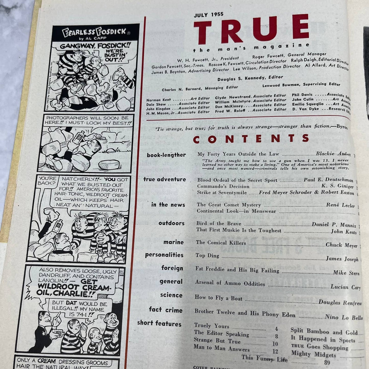 True Magazine July 1955 american bald eagle flag cover Blackie Audett TJ3