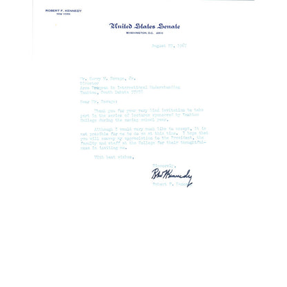 Robert F. Kennedy Signed Letter on United States Senate Stationery 1967 TK1-P6-2