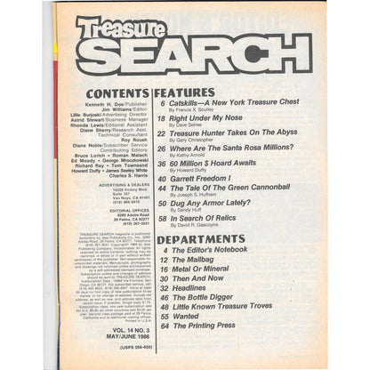 Treasure Search Magazine 1986 May/June Metal Detecting Gold Diamonds M2