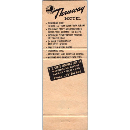 Thruway Motel Guard Room Albany NY Advertising Matchbook Cover MM9-8