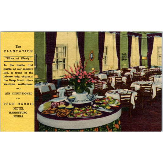 Vintage Postcard The Plantation Restaurant Penn Harris Hotel Harrisburg TD8-P2