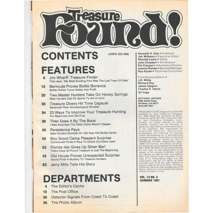 Treasure Found! Magazine 1987 Summer Metal Detecting Gold Diamonds M2