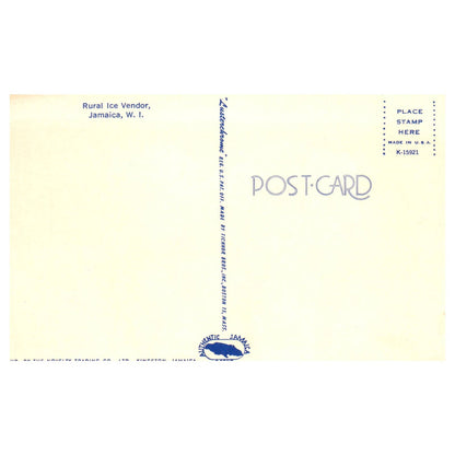 Vintage Postcard - Rural Ice Vendor Jamaica W.I. AD9