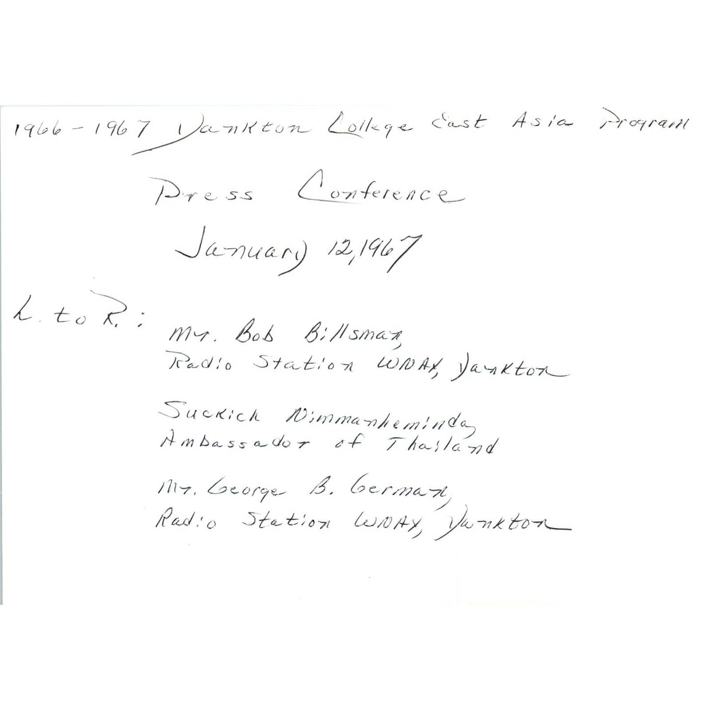 Press Conference Sukich Nimmanheminda WNAX 1967 Original Photo 5x7 TK1-P5