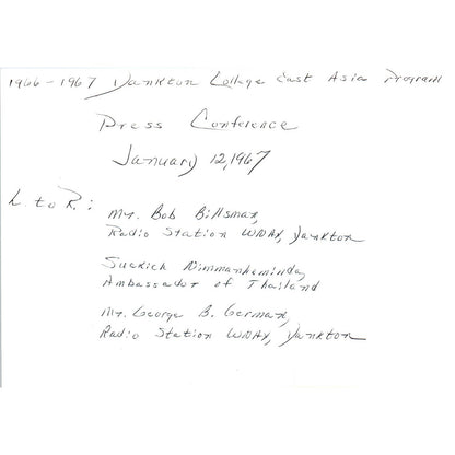 Press Conference Sukich Nimmanheminda WNAX 1967 Original Photo 5x7 TK1-P5