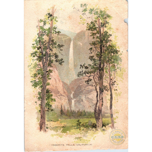 1890s Victorian Trade Card Clark's ONT Spool Thread Yosemite Falls CA EA3