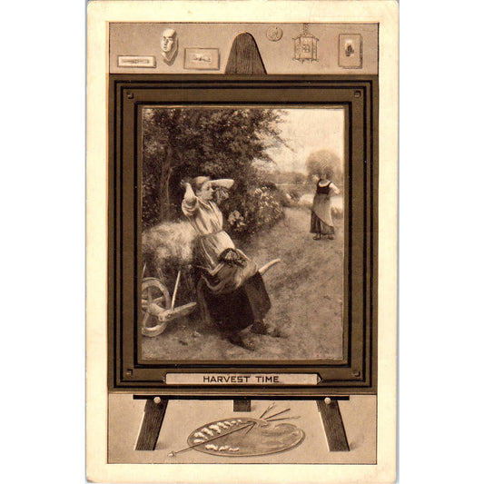 Harvest Time Easel Painting 1912 Original Postcard TJ9-P2