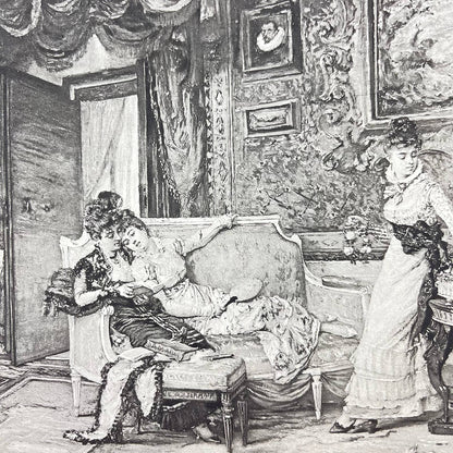 Victorian Art Print Engraving Convalescent V. Palmoroy FL3