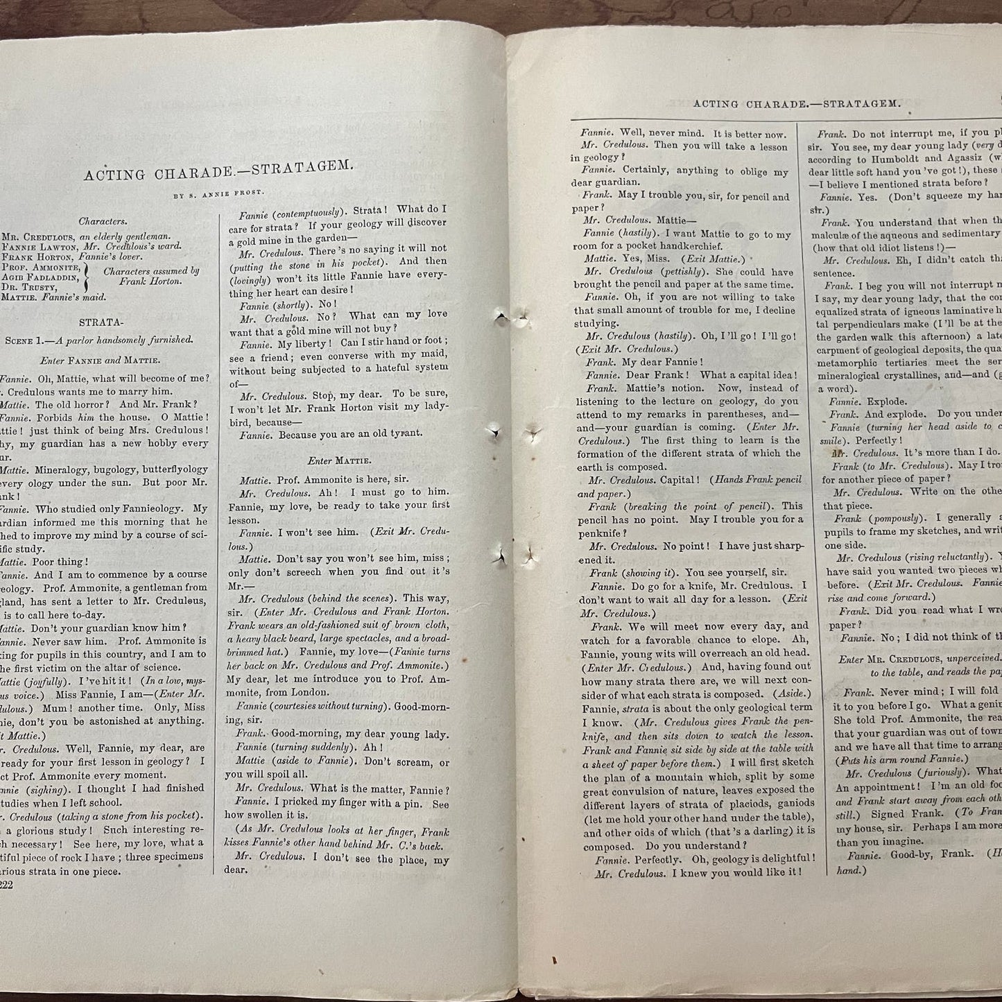 1861 Original Acting Charade - Stratagem - 6 Pages Godey's Lady's Book D4-2