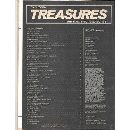 Western Treasures and Eastern Treasures Magazine Metal Detecting June 1976 M3
