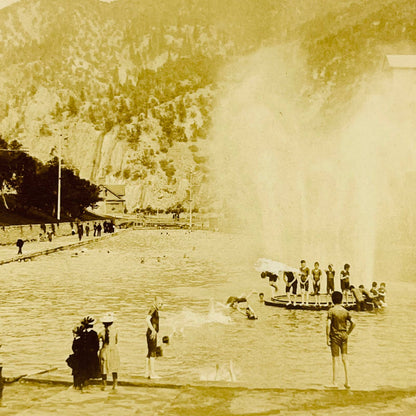 1890 Stereoview Card GLENWOOD SPRINGS COLORADO Young Boys Swimming 5623