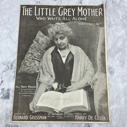 1915 VINTAGE SHEET MUSIC The Little Grey Mother Who Waits All Alone WWI Song V41-2