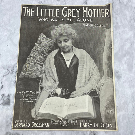 1915 VINTAGE SHEET MUSIC The Little Grey Mother Who Waits All Alone WWI Song V41-2