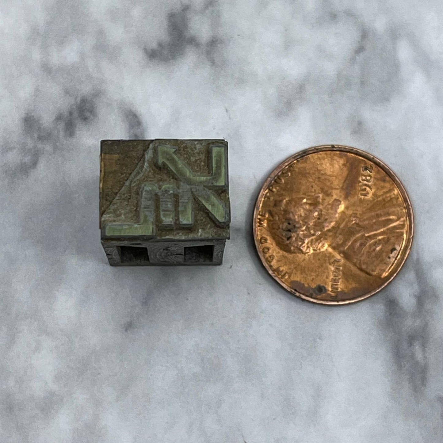 Vintage Printing Letterpress Printers Block Plate “LM” Arrow Monogram Logo TJ59