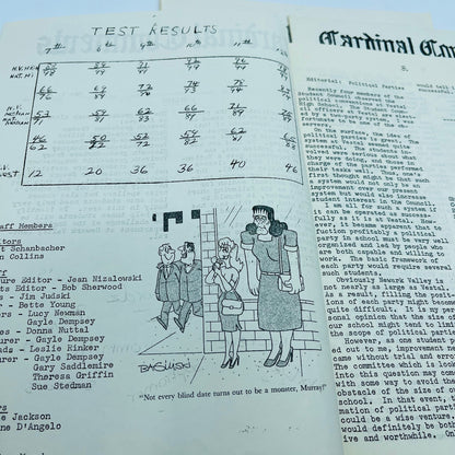 1968-69 Cardinal Comments Newsletter Newark Valley NY High School Lot of 3 L4-3