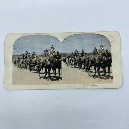 1898 Stereoview Tinted Spanish-American War US Horse Mounted Artillery Marching