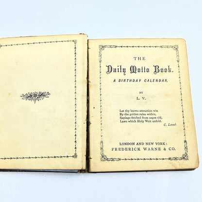 1886 The Daily Motto Birthday Calendar and Poetry Book Frederick & Warne Co. TG2