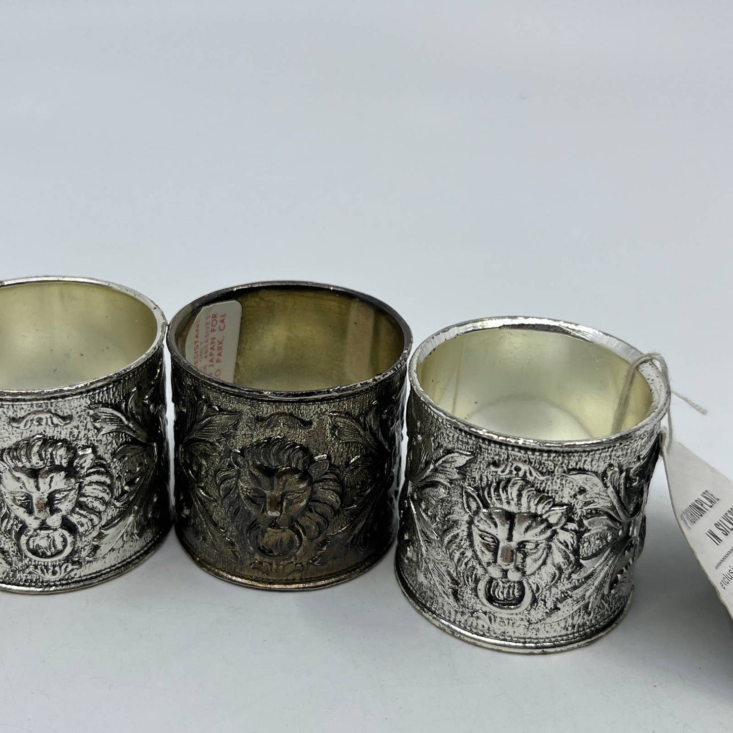 Vintage Delli Silverplate Eleanore Claire CA Lion Head Napkin Rings Set of 4 TI2