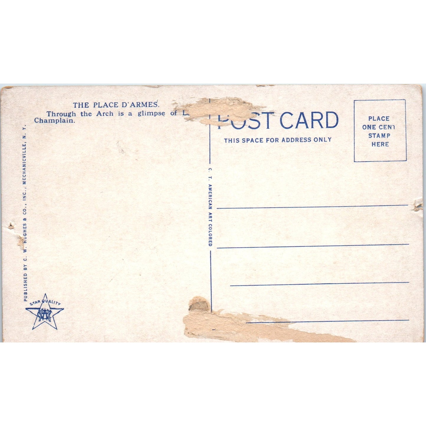 The Place D'Armes Fort Ticonderoga NY Original Postcard P3-3