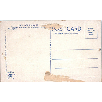 The Place D'Armes Fort Ticonderoga NY Original Postcard P3-3