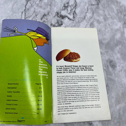 Vintage 1974 50 Famous Manwich Recipes Cookbook Hunt-Wesson Foods TJ4