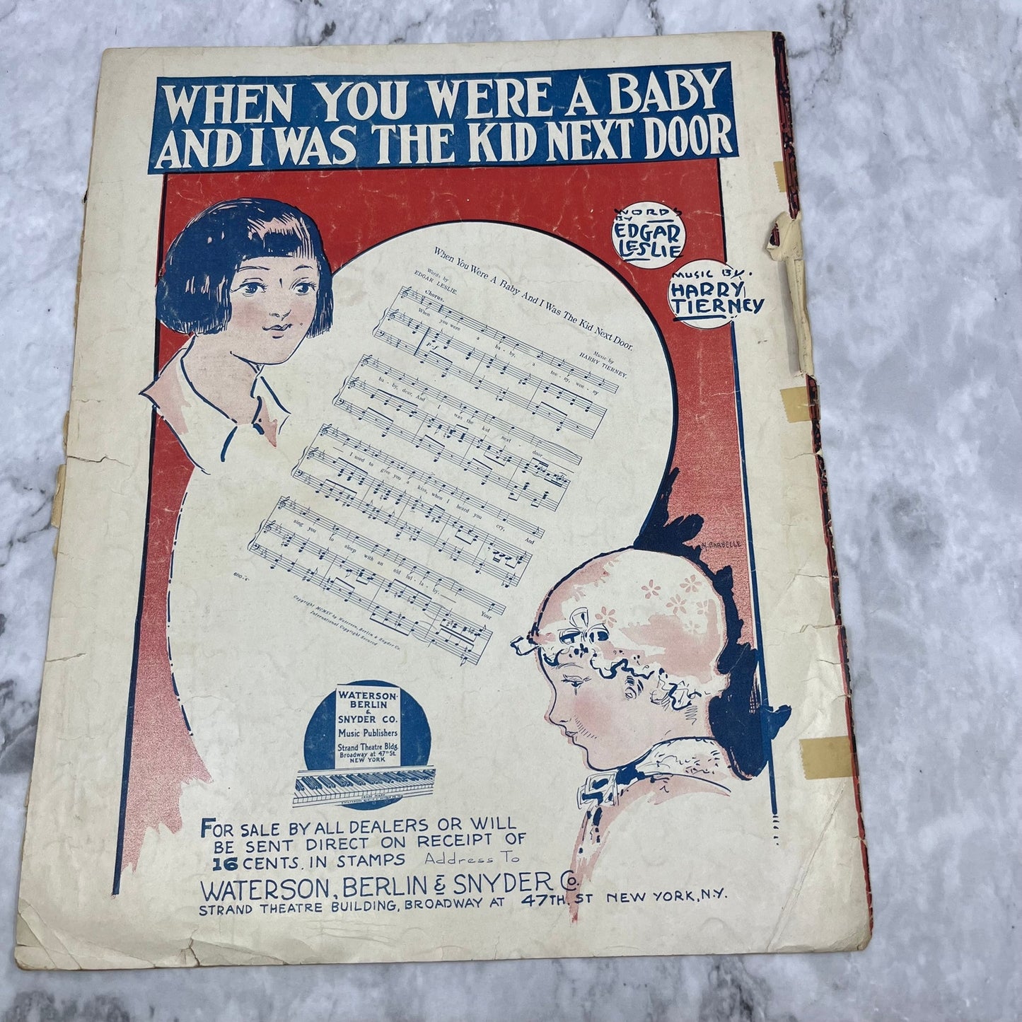 Sheet Music Araby Vocal Irving Berlin Renie Davies 1915 Abarbelle WW1 Song V42-4