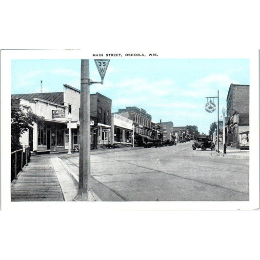 Main Street, Osceola Wisconsin Original Postcard TJ9-P3