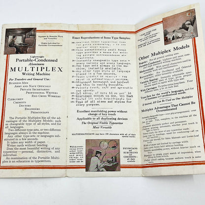 1917 Hammond Multiplex Portable Condensed Typewriter Brochure SD3